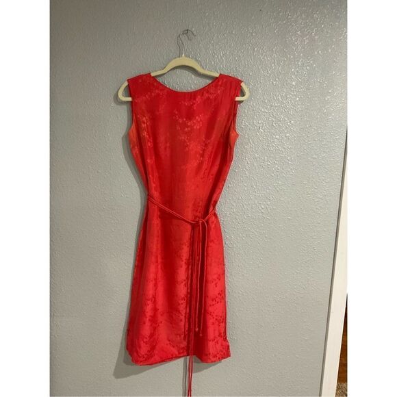 Vintage Asian Silk Tangerine Orange 2 piece sheath dress and short waisted jack - Picture 2 of 6